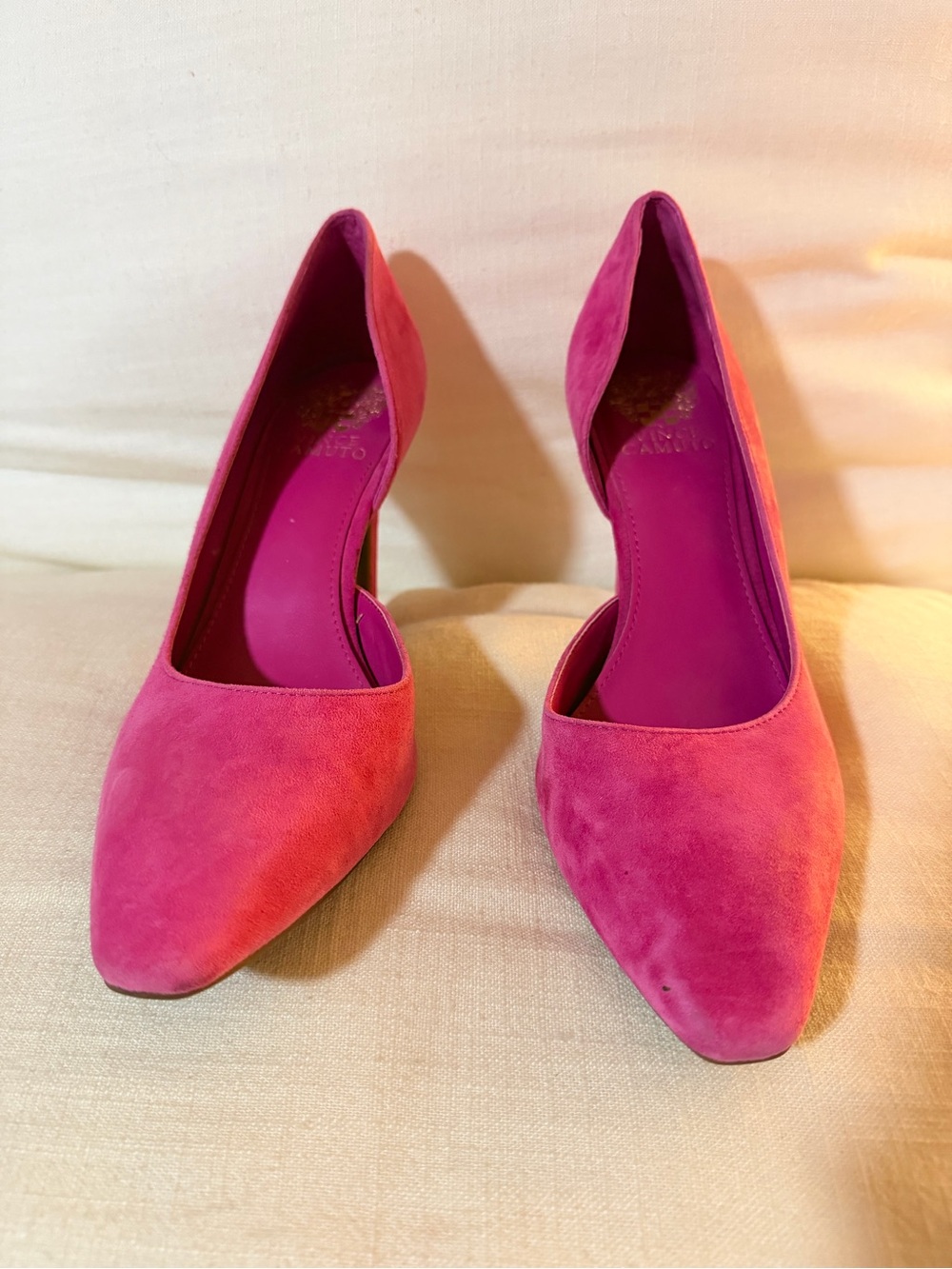 Vince Camuto Women’s Pointed Toe Suede Pumps - Hot Pink